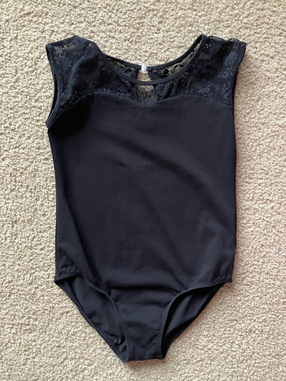 Black Lace-Accent Kids Dance Leotard